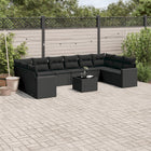 11-piece Loungeset with cushions poly rattan black