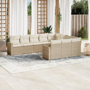 Loungeset 10-delig poly rattan beige