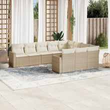 10-Delige Loungeset Met Kussens Poly Rattan Beige