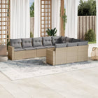 10-piece Lounge Set with Cushions Poly Rattan Beige