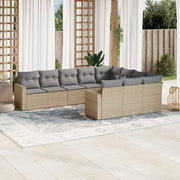 Loungeset poly rattan 10-delig beige