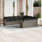10-piece Lounge Set with Cushions Poly Rattan Grey