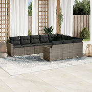 Loungeset 10-delig poly rattan grijs