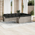 10-piece Lounge Set with Cushions Poly Rattan Light Grey