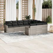 Loungeset 10-delig poly rattan lichtgrijs