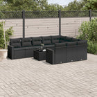 11-piece Loungeset with cushions poly rattan black