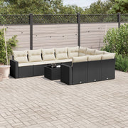 Loungeset poly rattan 11-delig zwart