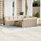 11-piece Garden Furniture Set with Cushions, Poly Rattan, Beige