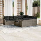 11-piece Lounge Set with cushions poly rattan grey