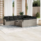 11-Piece Loungeset with cushions poly rattan light gray