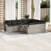 Loungeset 11-delig poly rattan lichtgrijs