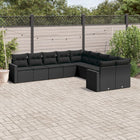 10-piece Loungeset with Cushions Poly Rattan Black