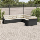 10-piece Loungeset with Cushions Poly Rattan Black