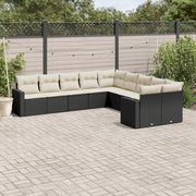 Loungeset 10-delig poly rattan zwart
