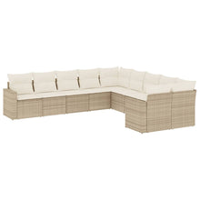 10-Delige Loungeset Met Kussens Poly Rattan Beige