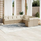 10-piece Lounge Set with Cushions Poly Rattan Beige