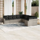 10-piece Lounge Set with Cushions Poly Rattan Light Grey