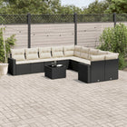 11-piece Loungeset with cushions poly rattan black