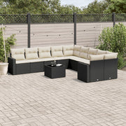 Loungeset 11-delig poly rattan zwart