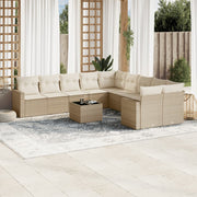 Tuinset 11-delig poly rattan beige