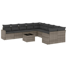 11-Delige Loungeset Met Kussens Poly Rattan Grijs