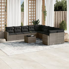 11-piece Loungeset with cushions poly rattan grey