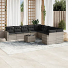 11-Piece Loungeset with cushions poly rattan light gray