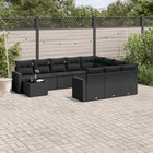 11-piece Loungeset with cushions poly rattan black