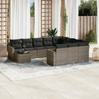 11-piece Lounge Set with cushions poly rattan grey