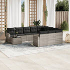 11-Piece Loungeset with cushions poly rattan light gray
