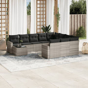 11-Piece Loungeset with cushions poly rattan light gray