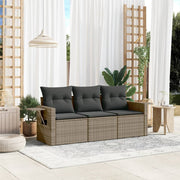 Loungeset poly rattan grijs 3-delig
