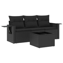 4-Delige Loungeset Met Kussens Poly Rattan Zwart