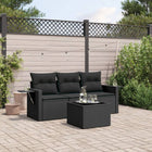 4-Delige Loungeset Met Kussens Poly Rattan Zwart