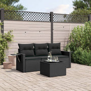 Loungeset 4-delig poly rattan zwart