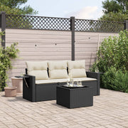 Loungeset 4-delig poly rattan zwart