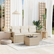 Loungeset 4-delig poly rattan beige