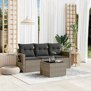 Loungeset poly rattan grijs 4-delig