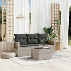 4-piece Lounge Set with Cushions Poly Rattan Light Grey