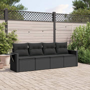 Loungeset 4-delig poly rattan zwart