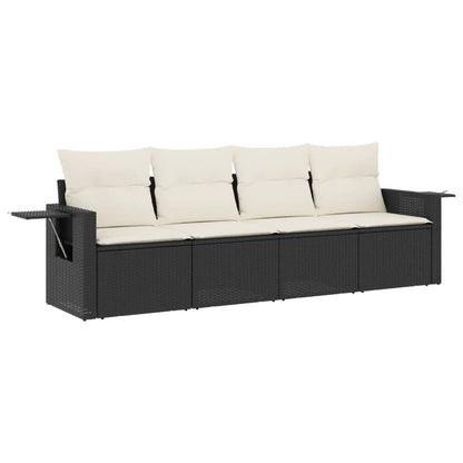 4-Delige Loungeset Met Kussens Poly Rattan Zwart