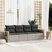 Loungeset 4-delig poly rattan lichtgrijs