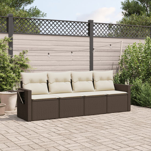 4-Delige Loungeset Met Kussens Poly Rattan Bruin