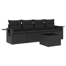 5-Delige Loungeset Met Kussens Poly Rattan Zwart