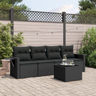 5-Piece Loungeset with Cushions Poly Rattan Black