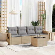 Loungeset 5-delig poly rattan beige