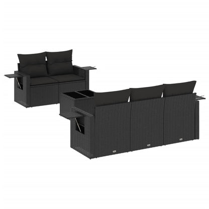6-Delige Loungeset Met Kussens Poly Rattan Zwart