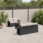 6-piece Lounge Set with cushions poly rattan black