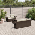6-piece Lounge Set with Cushions Poly Rattan Brown