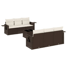 7-delige Loungeset met kussens poly rattan bruin